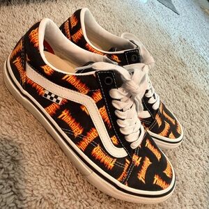 Vans Black and Orange Graphic Sneakers
